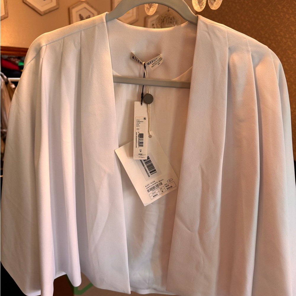 Alice + Olivia White Open Front Jacket